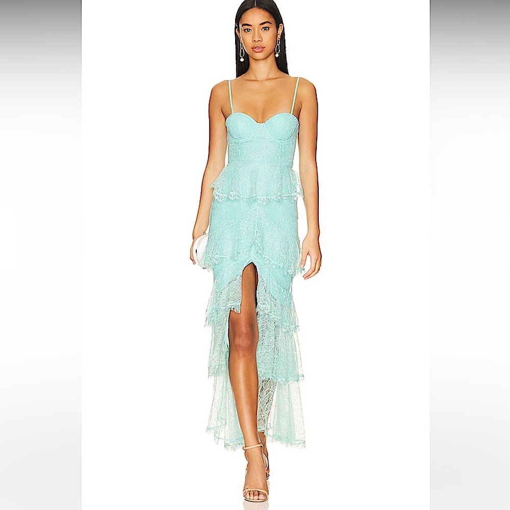 MAJORELLE Zelda Fitz Gown in Sky Blue